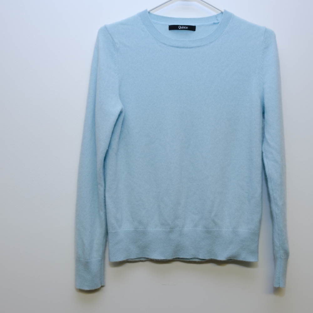 Quince Aqua Blue Cashmere Crewneck Sweater Size Medium